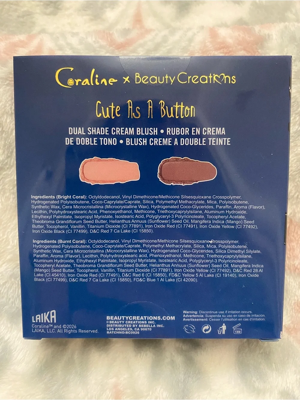 Coraline x Beauty Creations Cute As A Button Dual Shade Cream Blush